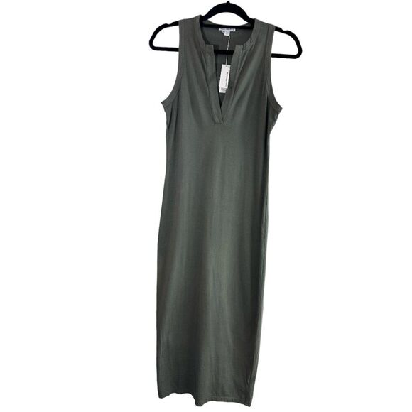 James Perse Maxi Dress Sleeveless Cotton Green Sz 2/Medium Minimalist NWT /NEW - Picture 2 of 12